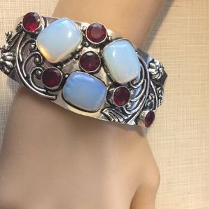 Beautiful Opalite Created Stones Cuff